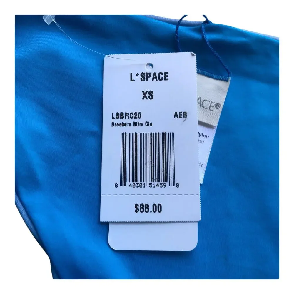 L Space Breakers Blue Reversible Classic Bikini Bottom Women's Size XS NWT